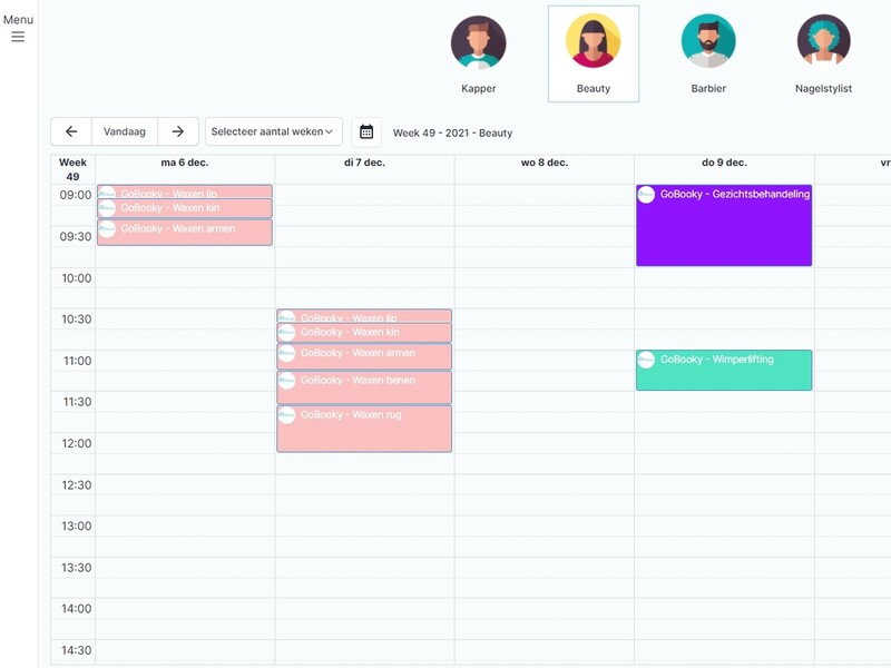 GoBooky salonsoftware als agenda en reserveringssysteem